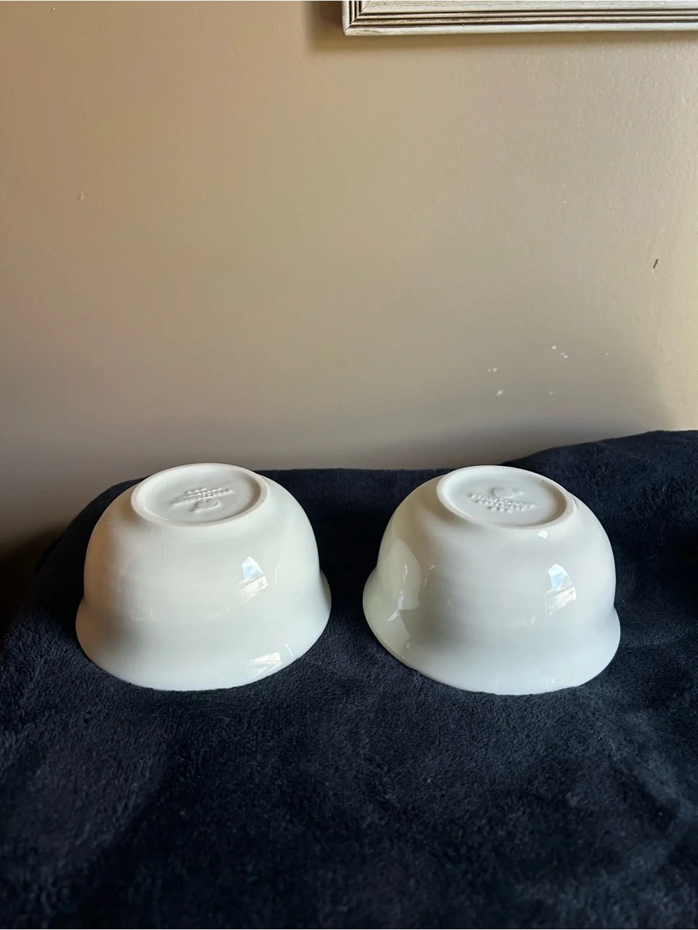 Pfaltzgraff Cream Ceramic Bowls with Blue Rim - Set of 2